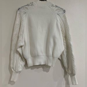 White Openwork Sleeve Sweater
